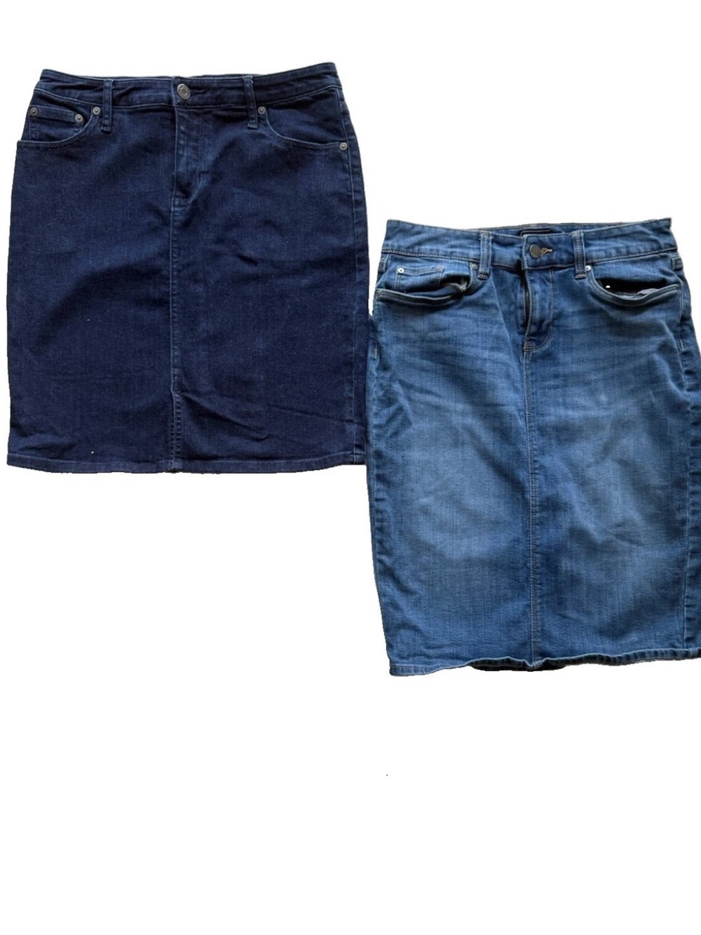Lot of 2 Denim Pencil Skirts Banana Republic Dark Wash Sz 2 Gap Medium Wash Sz 4